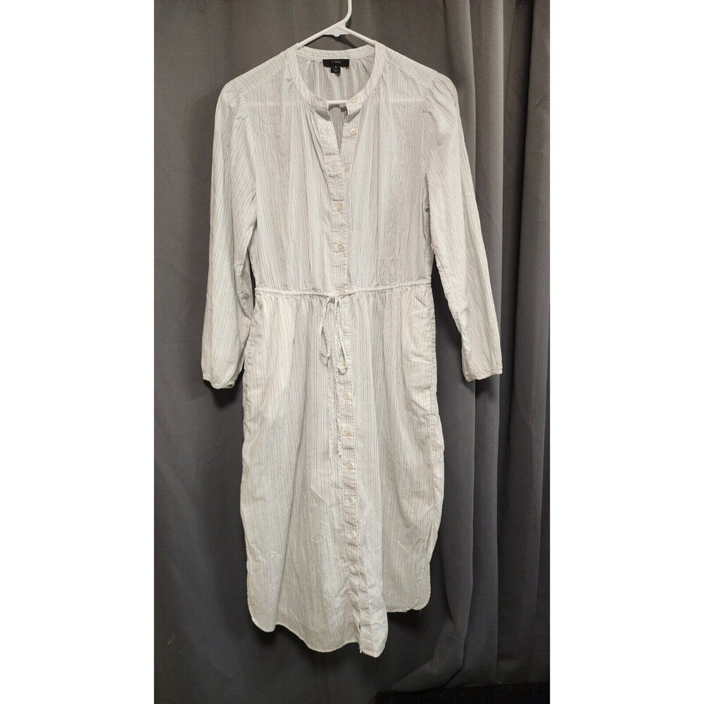 J Crew Size 6 Classy Tie-waist Pocketed Cotton Voile Midi Dress in Deck Stripe